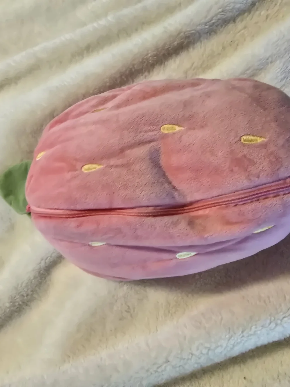 Plush Pink Strawberry Kids Accessory Pouch